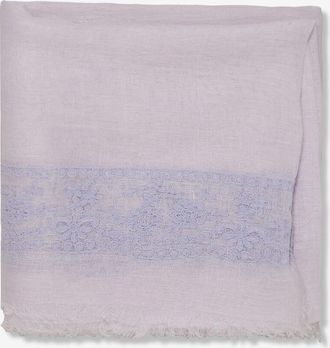 Gaynor Bestickte ausgefranste Stola aus Leinen Moon