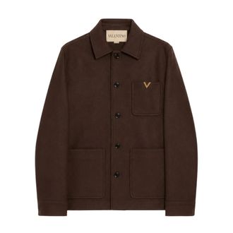 Valentino Vgold Dry Wool Overshirt - Heren - Zomerjassen - Bruin - XL - Wol - Jassen