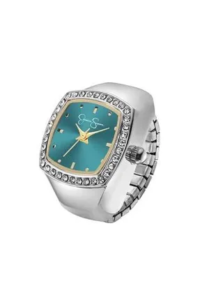 Jessica Simpson Crystal Quartz Ring Watch, 20mm in Silver at Nordstrom Rack