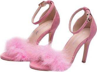 Frcolor Lightweight High-Heeled Sandals for Women Elegant PU and Material Breathable Anti-Slip Sole Chic Summer Fashion Footwear with Skirts and Pants Pink