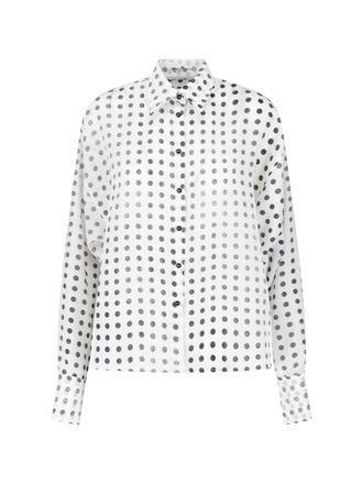 Ermanno Scervino White Black Polka Dot Silk Blouse