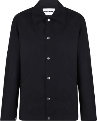 Jil Sander Jassen, Heren, Zwart, M, Katoen, Logo Jacket