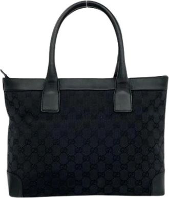 Gucci Pre-owned Canvas Tote Bag - Dames - Vintage Shopper - Zwart - ONE Size - Leer - Vintage