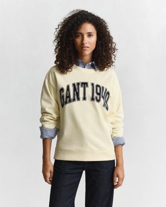 GANT Women Graphic Crew Neck Sweatshirt (XXL) VANILLA YELLOW