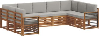 vidaXL Conjunto De Sof&aacute;s De Exterior 9 Uds. Gris Natural Y Claro Vidaxl