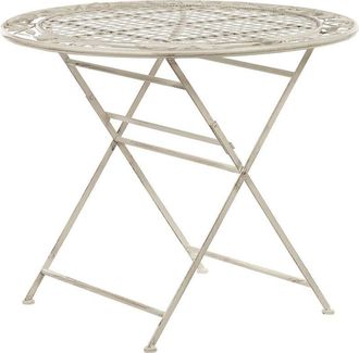 Beliani Mesa de balcón hierro blanco crema metal envejecido plegable redonda 90 cm exterior resistente a los rayos uv estilo retro francés Bivio