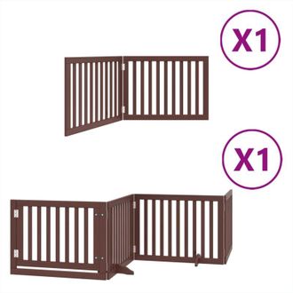 vidaXL Puerta De Perros Plegable 6 Paneles Madera &Aacute;lamo Marr&oacute;n 480 Cm Vidaxl