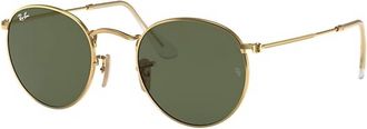 Ray-Ban Mens 0Rb3447N Round Metal Sunglasses In Arista Gold (G-15 Green)