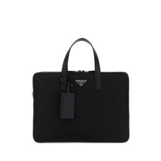 Prada Black Nylon Brief Case