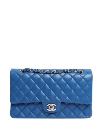 Chanel 2016 medium Classic Double Flap quilted bag - women - Lambskin - One Size - Blue