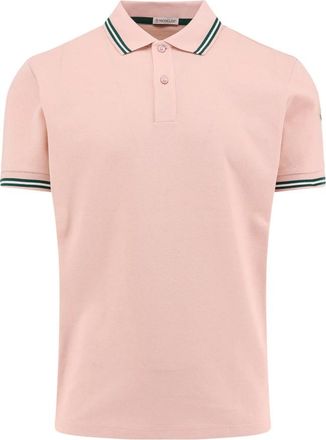 Moncler Contrasterende Profielen Katoenen Poloshirt - Heren - Polos - Roze - 2XL - Katoen - Tops