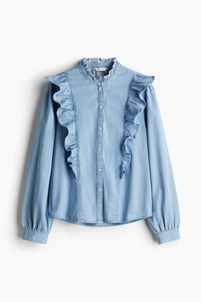 H&M Denimbluse mit Volants - Helles Denimblau