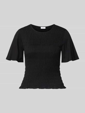 Comma T-Shirt aus Viskose-Elasthan-Mix mit Smok-Details in Black, Gr&ouml;&szlig;e 34