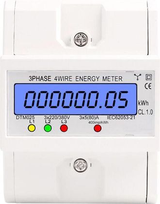 OEM [mai Usato]contatore Di Energia Elettrica Digitale Con Montaggio Su Guida Din, 220/380 V, 5-80 A, Trifase, A 4 Fili, Con Display Lcd Retroilluminato, 