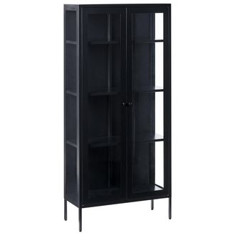 Beliani Beliani - Estante De Metal Negro 176 Cm Vidrio Armario Expositor 2 Puertas Oficina Harty