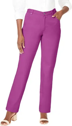Jessica London Classic Cotton Denim Straight-Leg Jean in Deep Orchid at Nordstrom, Size 26