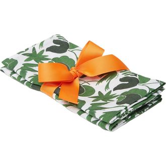 La DoubleJ Large Napkins Set Of 2 in Wildbird Small Green at Nordstrom