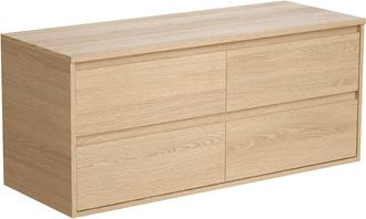 Vente-Unique Mueble de ba&ntilde;o flotante con encimera - Chapado roble - 120 cm - MILIPAM