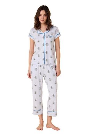 The Cats Pajamas Pima Knit Holiday Capri Set in Queen Bee Blue at Nordstrom, Size X-Small