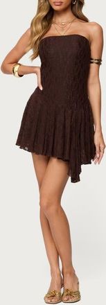Edikted Elaia Lace Strapless Minidress in Brown at Nordstrom, Size X-Small