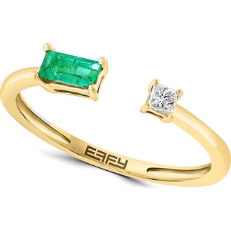 Effy 14K Yellow Gold Diamond & Emerald Ring in Green at Nordstrom Rack, Size 7