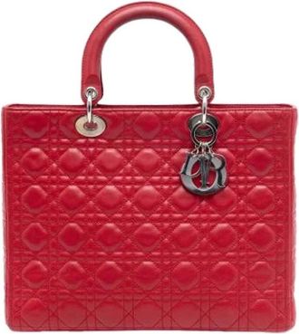 Dior Pre-owned Handbags, female, Red, Size: ONE SIZE Pre-owned Vintage Leather Handbag