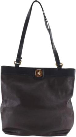 Delvaux Pre-owned Tote Bags, female, Brown, Size: ONE SIZE Pre-owned Bicolor Leather Tote Bag