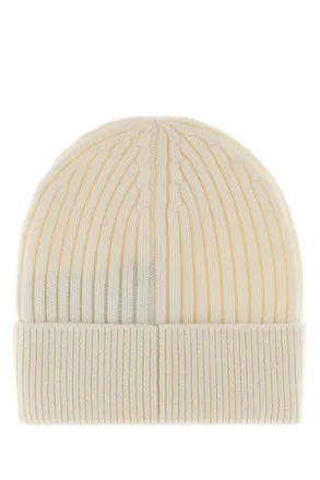 Moncler HAT Virgin Wool Ribbed Beanie - White