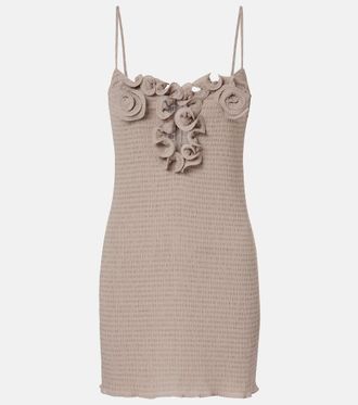 Magda Butrym Floral-appliqu&eacute; shirred minidress