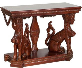 Biscottini International Consola De Madera Maciza Acabado Con Efecto Nogal 114x49x81 Cm