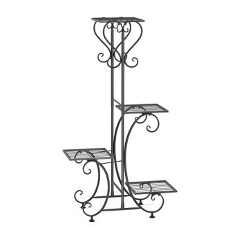 OEM Soporte Para Plantas De 4 Niveles, Apto Para Interiores Y Exteriores, Color Negro