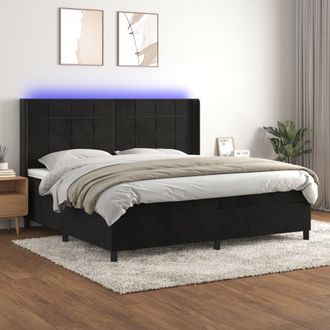 vidaXL Vidaxl - Cama Box Spring Colch&oacute;n Y Led Terciopelo Negro 200x200 Cm