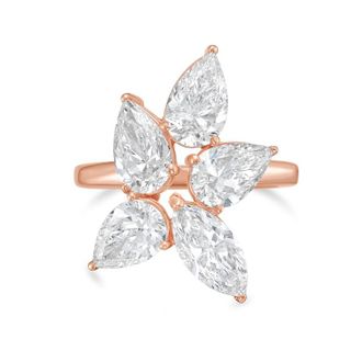 Diana M. Jewels 14kt Rose Gold 4.00cts Lab Grown Pear and Marquise cut Diamond Cluster Ring w