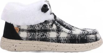 Lamofootwear Womens Cassidy Flat Winter Shoes In Black Plaid