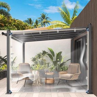 OEM Lona Transparente De 2,4 X 4 M, Con Ojales De 0,3 Mm, De Pvc, Impermeable, Cubierta Transparente Para Pabell&oacute;n, Caseta De Perro, Techo, 2,4 X 4 M