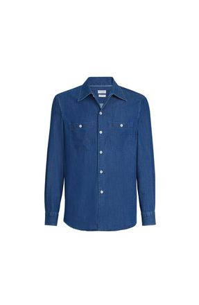 Brunello Cucinelli Lightweight denim shirt in Dark Denim at Nordstrom, Size Xxx-Large Eu