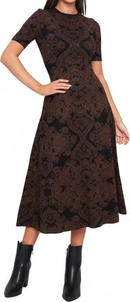 Flying Tomato Dahlia Jacquard Sweater Knit Metallic Midi Dress In Black Multi