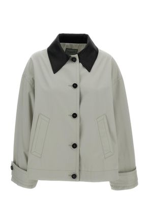 Durazzi Milano Cotton Jacket with Contrasting Leather Collar