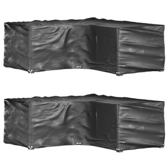 vidaXL Fundas Muebles Jard&iacute;n Forma De L 2 Uds 16 Ojales 215x215x70 Cm Vidaxl