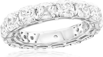 Suzy Levian Sterling Silver Cubic Zirconia White Cushion Cut Eternity Band