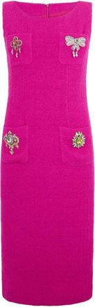 Moschino Nervous Jurk met Opgestikte Zakken - Dames - Feestkleedjes - Roze - S - Wol - Kleedjes