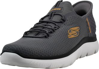 Skechers Mens Summits High Range Hands Free Slip-in Sneaker, Charcoal/Orange, 9.5 Wide