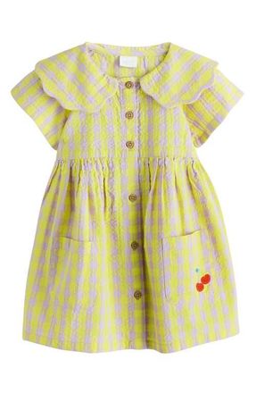 Next Kids Scalloped Collar Gingham Seersucker Dress in Yellow at Nordstrom, Size 1.5-2Y