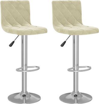 vidaXL Taburetes De Cocina 2 Unidades Terciopelo Color Crema Vidaxl