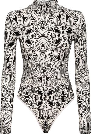 Philipp Plein Tulle Long-Sleeved Body Gothic Plein