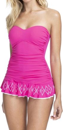 Gottex Laser Cut Bandeau Swimdress In Pro Tutti Frutti Pink