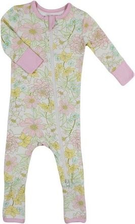 Everly Grey Convertible Romper Fitted Long Sleeve Pajama in Begonia at Nordstrom, Size 18-24M