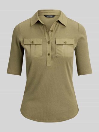 Lauren Ralph Lauren Slim Fit T-Shirt aus Baumwoll-Mix Modell HAIDELLE in Khaki, Gr&ouml;&szlig;e XXL