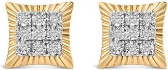 House of Brilliance 10K Yellow Gold Plated Silver 1/4 Cttw Diamond Textured Halo Stud Earrings at Nordstrom
