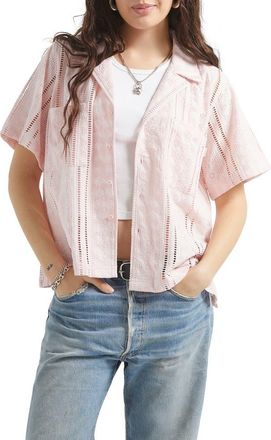 Brixton Paradise Mixed Stitch Camp Shirt in Chalk Pink at Nordstrom, Size X-Small